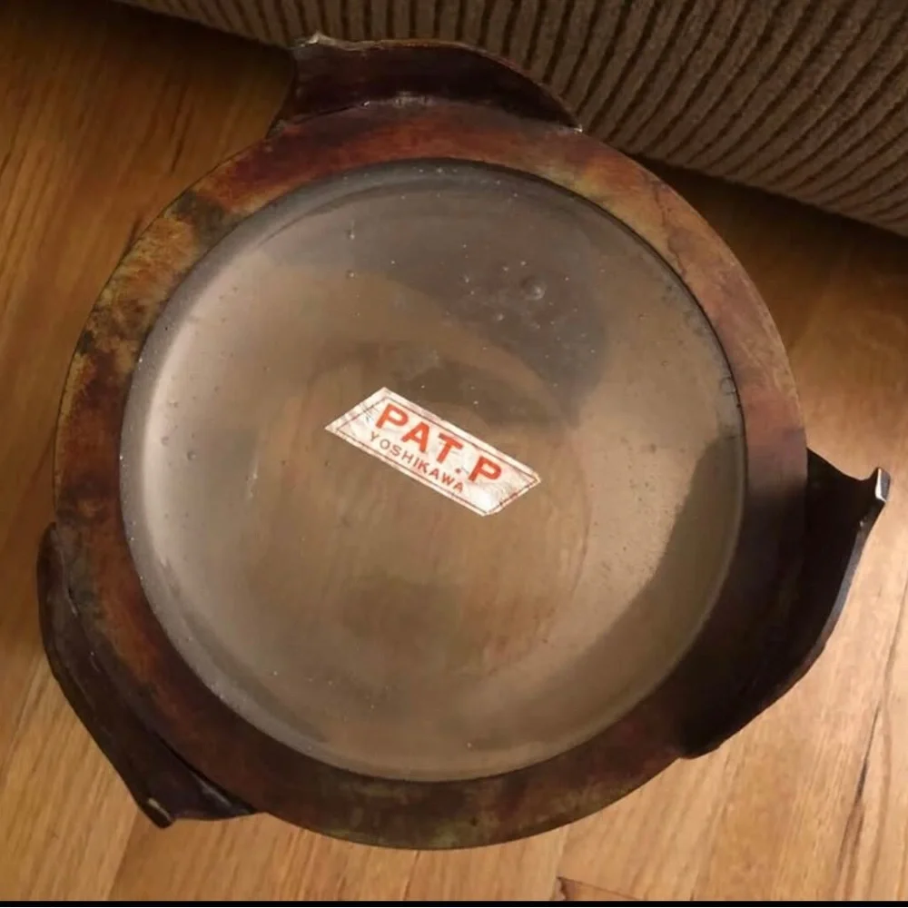Glass and Metal PAT.P Yoshikawa Leaves vase